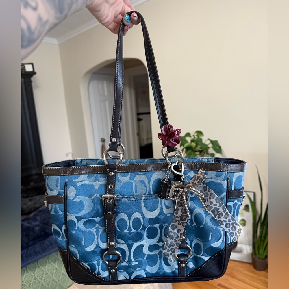 Coach Blue and Black Women's Tote Bag